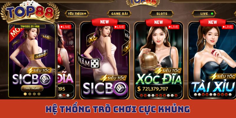 Hệ thống trò chơi cực khủng của nền tảng Top88